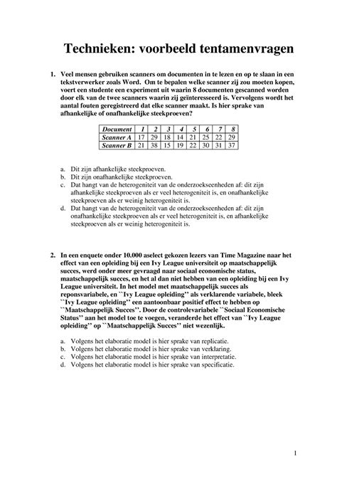 Proef Oefen Tentamen Vragen Technieken Voorbeeld