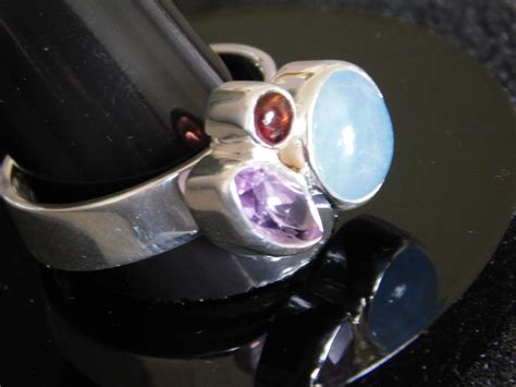 Ring Mit Amethyst Aquamarin Und Turmalin Rot Silber Ebay