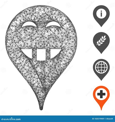 Laugth Smiley Map Marker Web Vector Mesh Illustration Stock