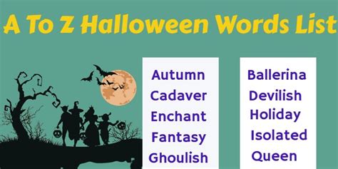 A To Z Halloween Words List - Marvelous Halloween Names