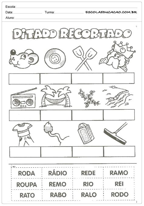 Ditado Recortado Com A Letra R Escola Educação