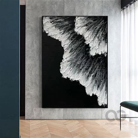 Black and White Ocean Art Black Beach Abstract Painting White - Etsy ...