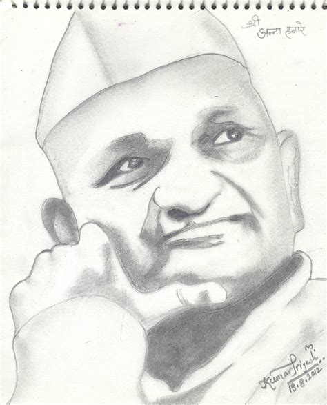 Pencil Sketch Of Shri Anna Hazare Desi Painters