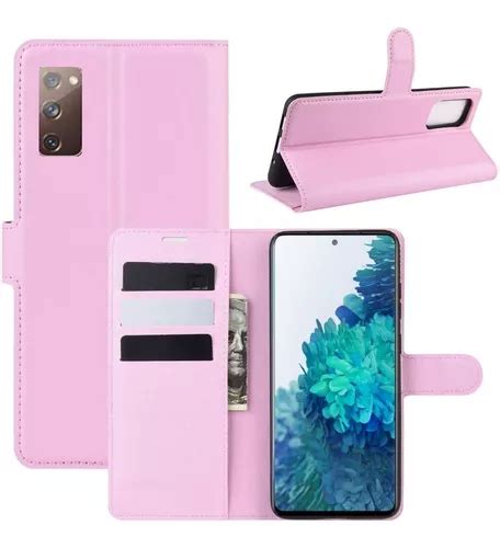 Funda Tipo Cartera De Piel Con Tapa Rosa Para Galaxy S Fe