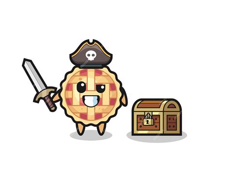 Premium Vector The Apple Pie Pirate Character Holding Sword Beside A