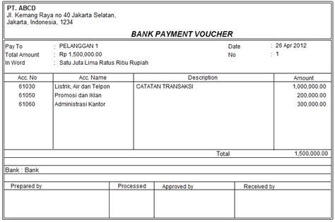 Voucher Kas Keluar PT Zahir Internasional