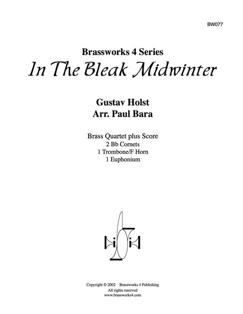 In The Bleak Midwinter For Brass Quartet Holst Arr Bara Pdf Download