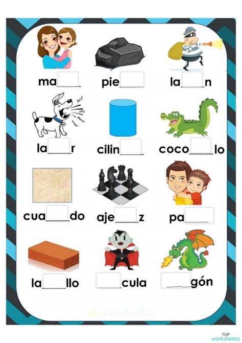 Completar Palabras Con Silabas Trabadas Dra Dre Dri Dro Dru Ficha Interactiva Topworksheets