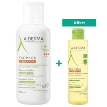 Exomega Control Baume Émollient 400ml Huile Lavante 100ml Offerte A