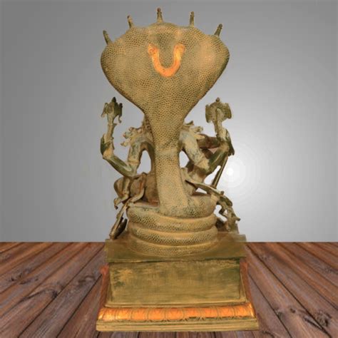 Vishnu Sitting On Shesh Naag Chola Sculpture Brass Statue Copy Copy