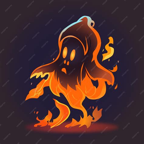 Premium Vector | Vector graphics illustration of a fire ghost