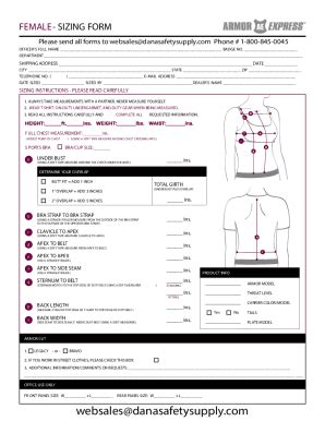 Fillable Online Female Sizing Form Fax Email Print PdfFiller