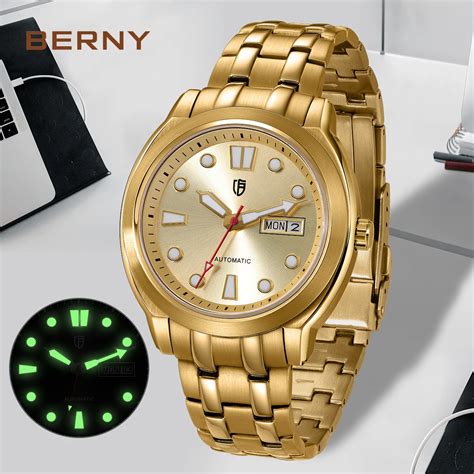 Berny Reloj Mec Nico Autom Tico Para Hombre Pulsera Resistente Al Agua