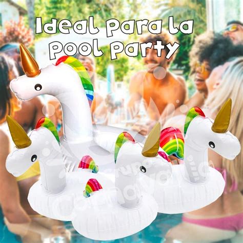 Portavasos Unicornio Inflable Fiesta Alberca Porta Vasos Unicornio