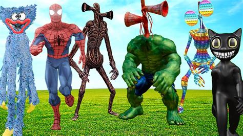 Wow Siren Head Huggy Wuggy Spider Man Hulk Cartoon Cat Kissy Missy