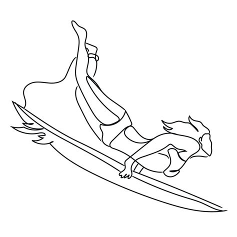 Minimalistisch Surfer Linie Kunst Surfen Gliederung Zeichnung Surfer