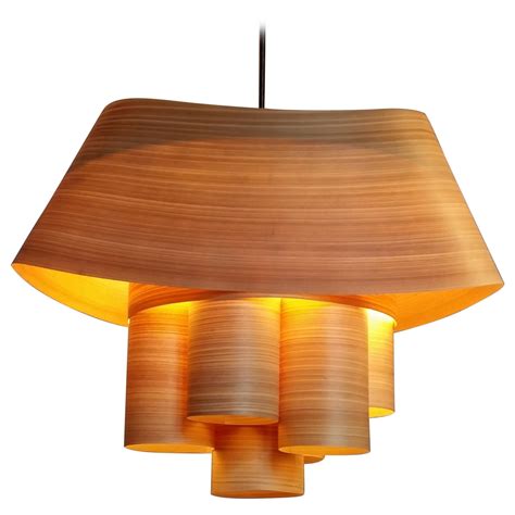 Pierpont Custom Cypress Wood Drum Chandelier Pendant In Wood