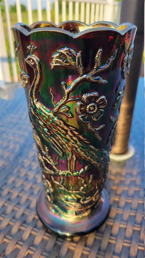 Wow Gorgeous Fenton S Peacock Garden Vase In Etsy