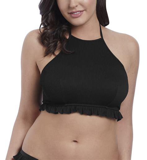 Freya Nouveau Padded Hi Neck Crop Top Underwire Bikini E Black