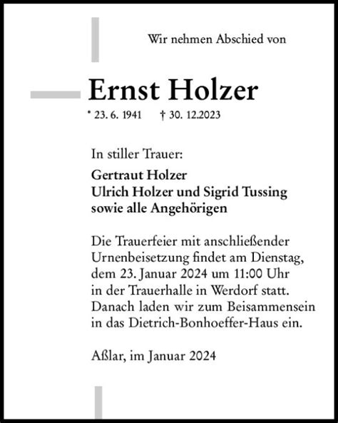 Traueranzeigen Von Ernst Holzer Vrm Trauer De