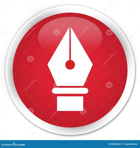 Pen Icon Premium Red Round Button Stock Illustration Illustration Of