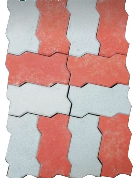 Red And Grey Zig Zag Cement Paver Block For Flooring Thickness 40mm