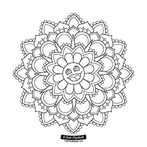 Happy Mandala Coloring Page - Color With Jade