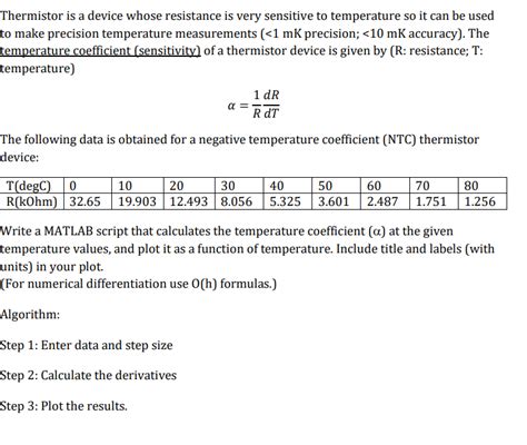 Solved Thermistor Is A Device Whose Resistance Is Very Chegg