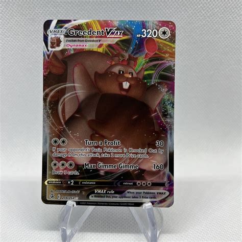 Pokémon TCG Greedent VMAX Fusion Strike 218 264 Holo Ultra Rare NM eBay