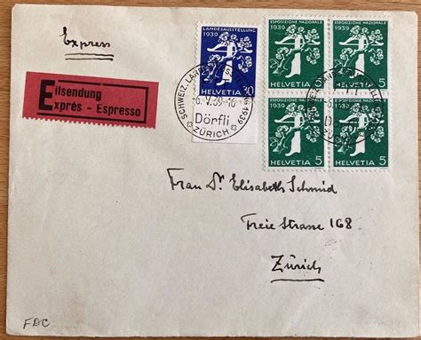 FDC Landi 1939 Als Eilsendung Mit Viererblock Kaufen Auf Ricardo