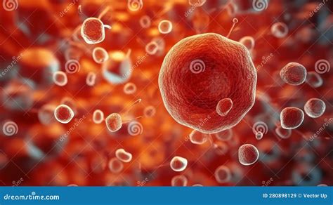 Human Cell Or Embryonic Stem Cell Microscope Background Generative Ai Stock Illustration