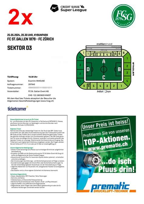 2x Ticket FCSG FC Zürich Stehplätze Sektor D3 Kaufen auf Ricardo