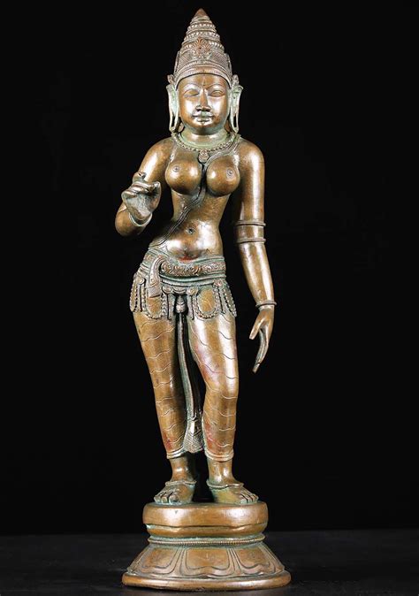 Bronze Parvati As Shivakami Statue 18 93b37 Lotus Sculpture