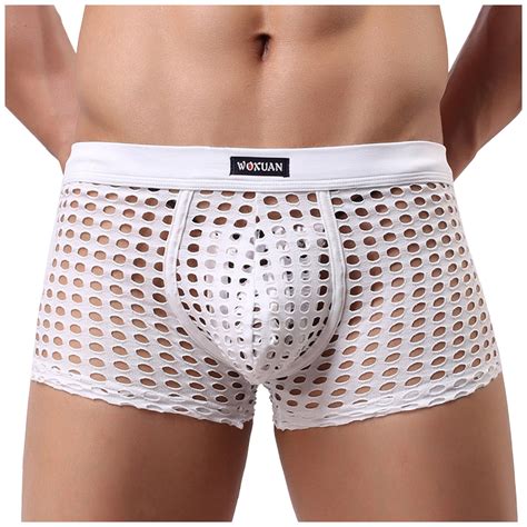 Uocefik Mens Boxer Briefs Medium Soft Low Rise Plus Size Hollow Out