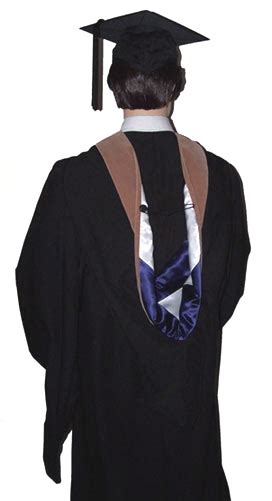 Masters Degree Graduation Gown Plus Academic Cap And Hood