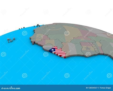 Mapa De Liberia Con La Bandera En El Globo Stock De Ilustraci N