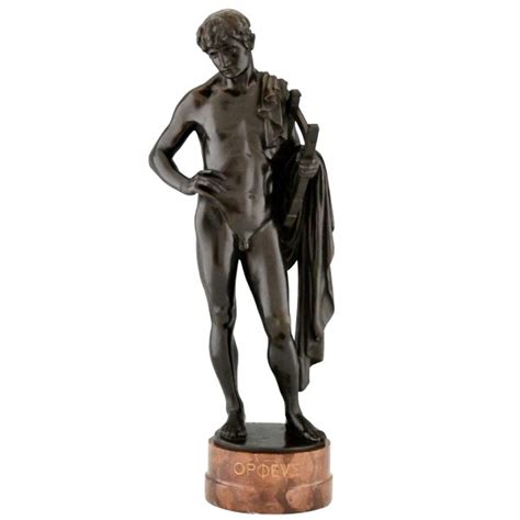 Orpheus Antique Bronze Sculpture Of A Male Nude With Lyre And Cape