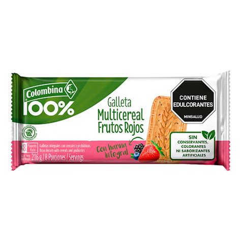 Galletas Colombina 100 Crakeñas Multicereal Frutos Paquetes 216 gr x 8 und