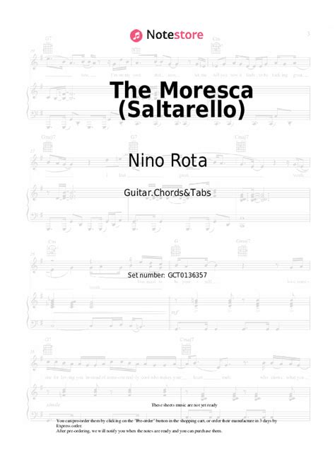 Nino Rota - The Moresca (Saltarello) guitar chords and tabs in Note ...