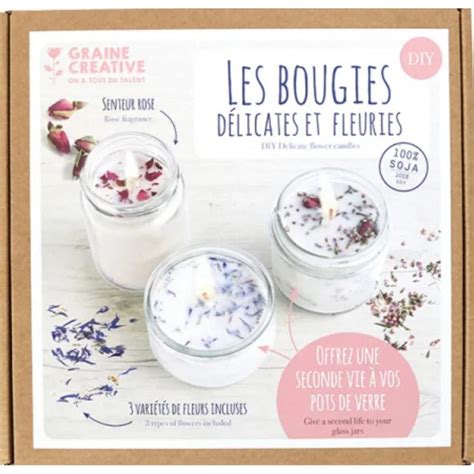 Graines Creatives Faire des bougies délicates et fleuries DIY