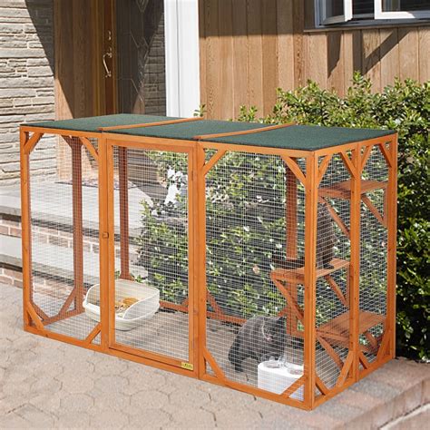 Coziwow Cat Houserustic Outdoor Woodenpet Enclosurecat Run Playpen