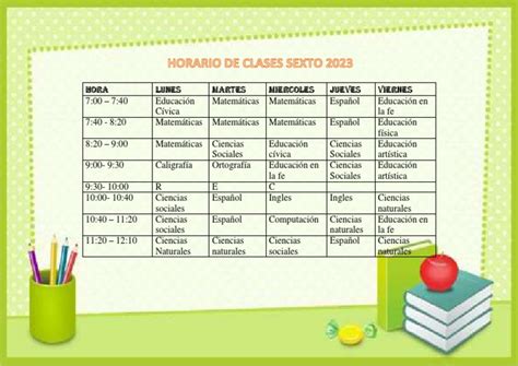 Horario De Clases Sexto 2023 Pdf