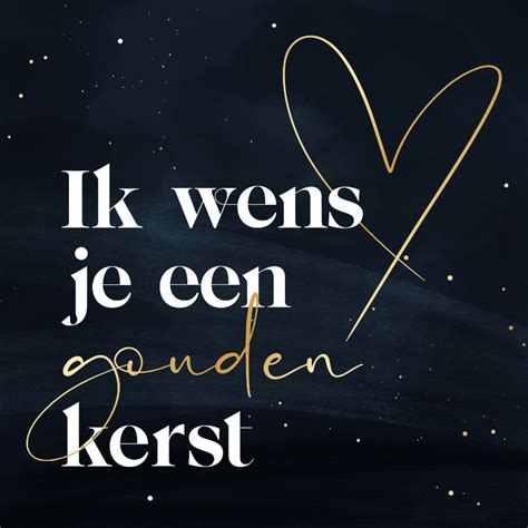 Kerstkaart Gouden Kerst Donkerblauw Met Hart Kaartje2go