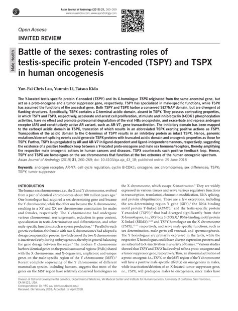 Pdf Battle Of The Sexes Contrasting Roles Of Testis Specific Protein