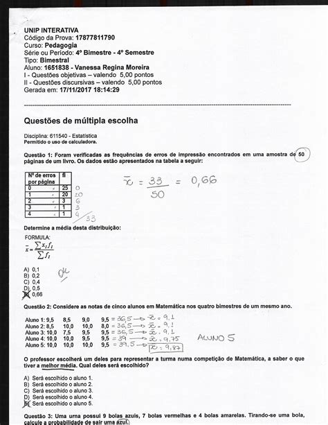 Prova Estat Stica Aplicada Unip Braincp