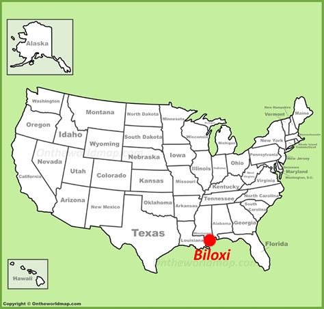 Biloxi location on the U.S. Map - Ontheworldmap.com