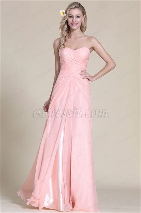 Strapless Sweetheart Pink Bridesmaid Dress Evening Dress 07153101