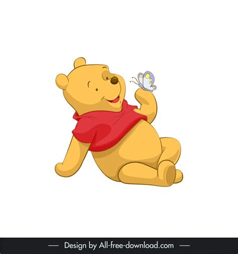 Winnie The Pooh Cartoon Character Cute Bear Sketch Vectors Graphic Art