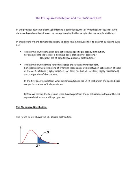 Chapter 11 Chi Square Test The Chi Square Distribution And The Chi