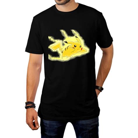 Camiseta Infantil Pokémon Pikachu Raios Eletrocutado Algodão Camisa